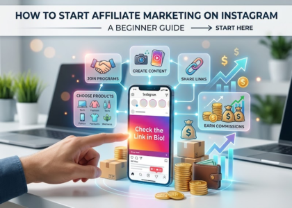 A complete visual guide showing beginners the exact steps to start affiliate marketing on instagram, including joining programs, creating content, and earning commissions.