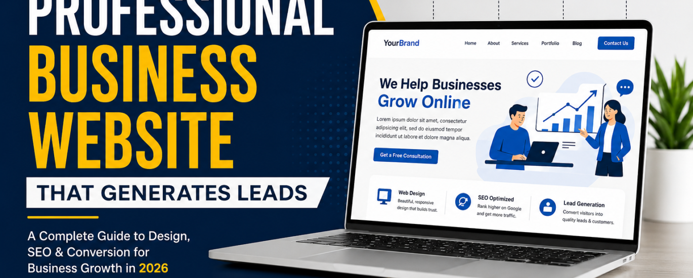Professional business website design for lead generation with SEO, modern layout, and mobile responsive features
