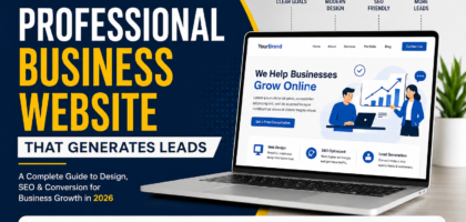 Professional business website design for lead generation with SEO, modern layout, and mobile responsive features